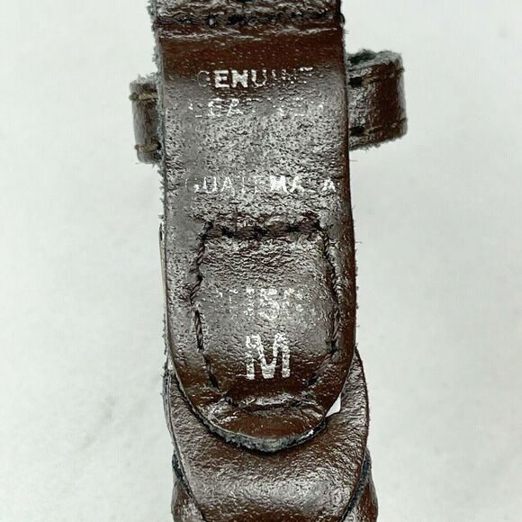 Vintage Brown Woven Leather Belt Silver Buckle Medium (M) ✨ - Picture 6 of 10